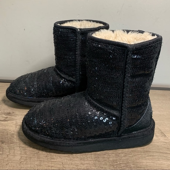 UGG Other - Girls UGG Australia BLACK Sequin SHEEPSKIN Sheep Shearling FASHION BOOTS  1